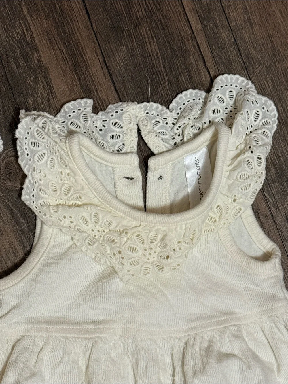 Cream Lace-Trim Baby One-Piece Bodysuit - Soft Neutral